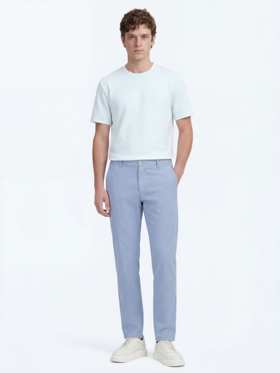 Blue Weaving Jogging Fit Casual Cotton Blended Trousers - 1