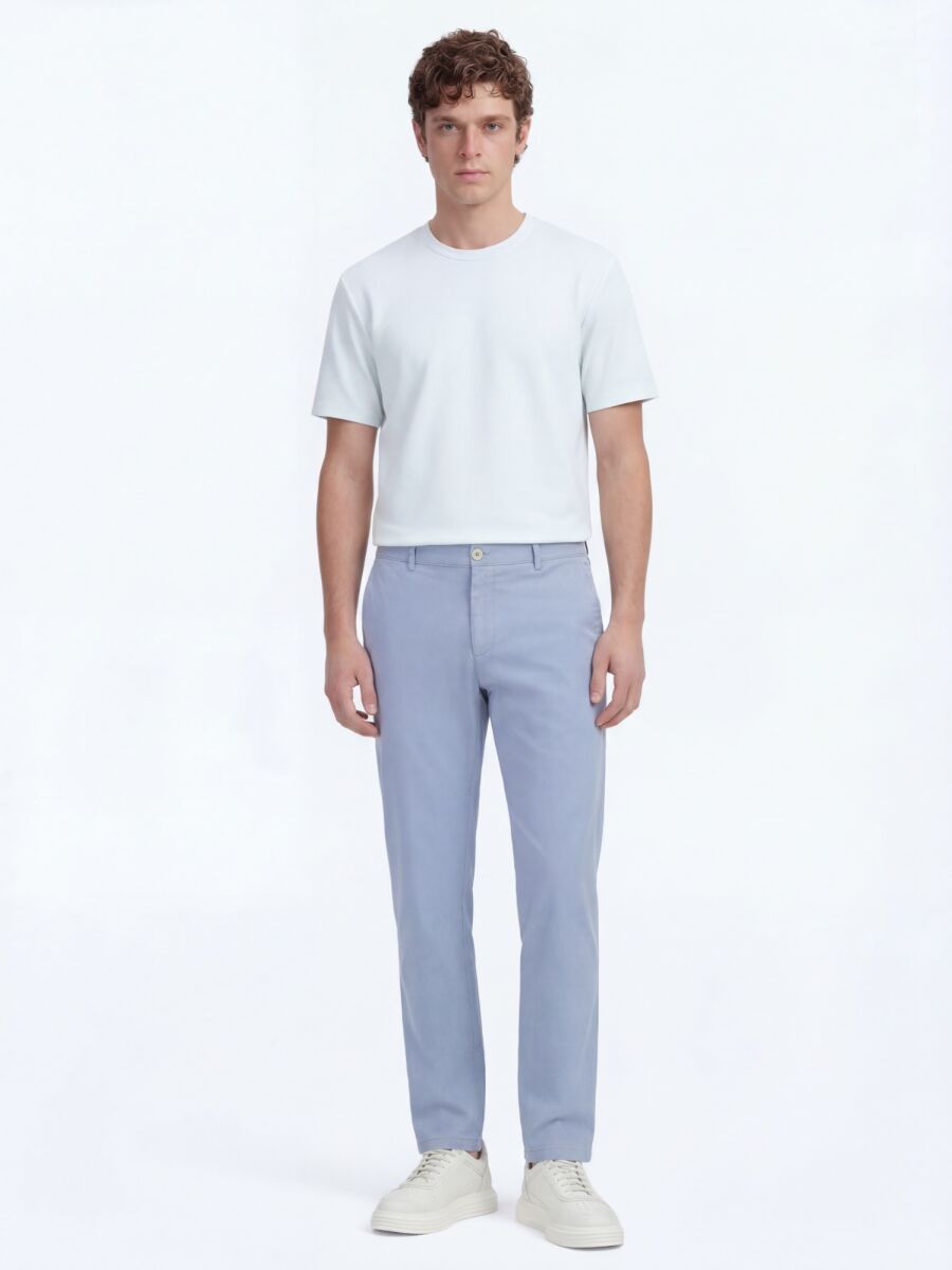 Blue Weaving Jogging Fit Casual Cotton Blended Trousers - 2