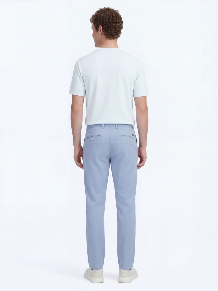 Blue Weaving Jogging Fit Casual Cotton Blended Trousers - 5