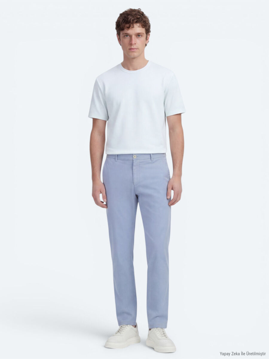 Blue Weaving Jogging Fit Casual Cotton Blended Trousers - 2