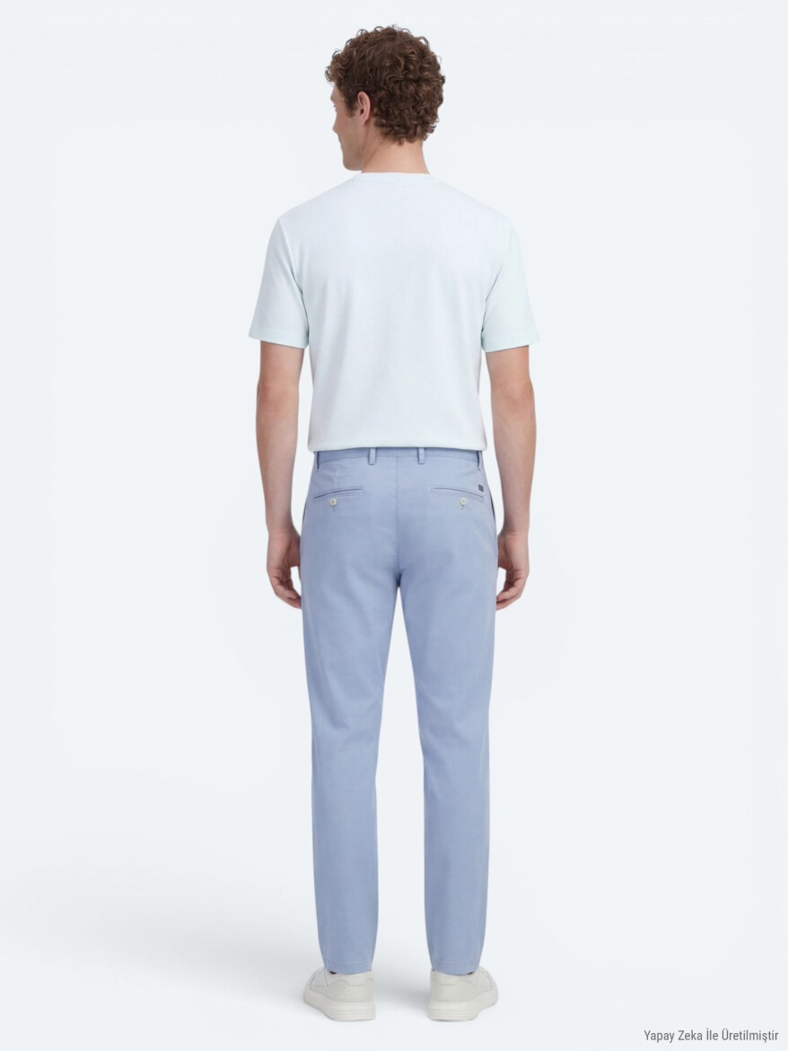 Blue Weaving Jogging Fit Casual Cotton Blended Trousers - 5