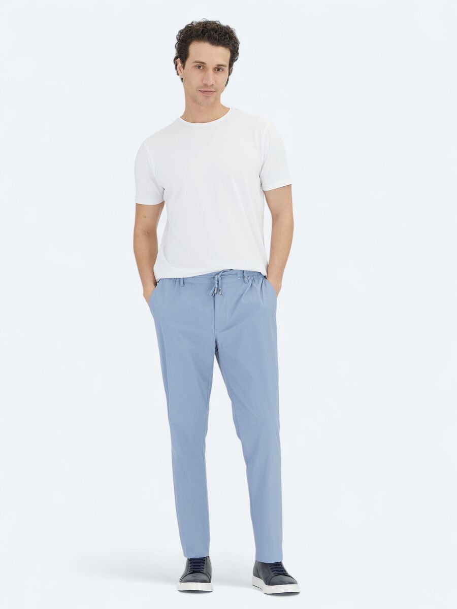 Blue Weaving Jogging Fit Casual Trousers - 1