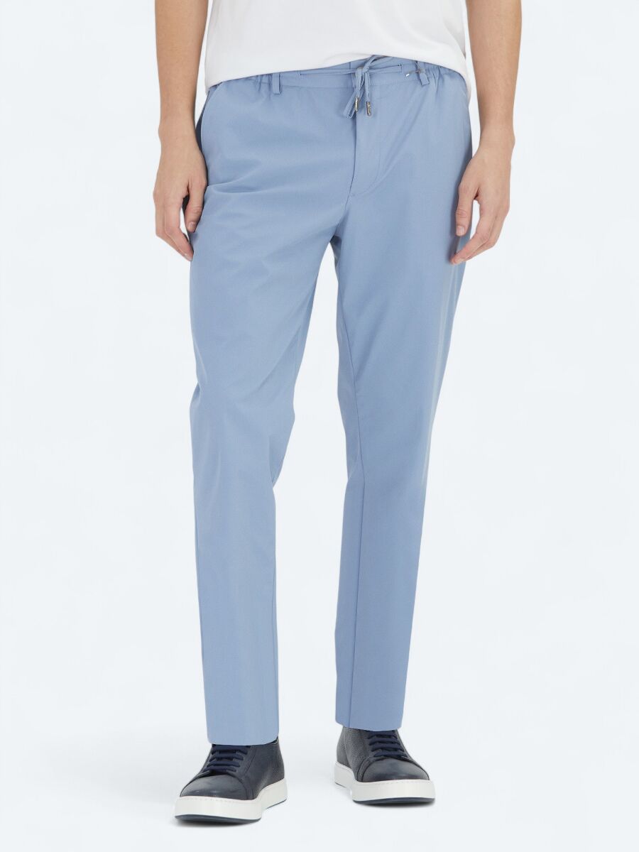 Blue Weaving Jogging Fit Casual Trousers - 2