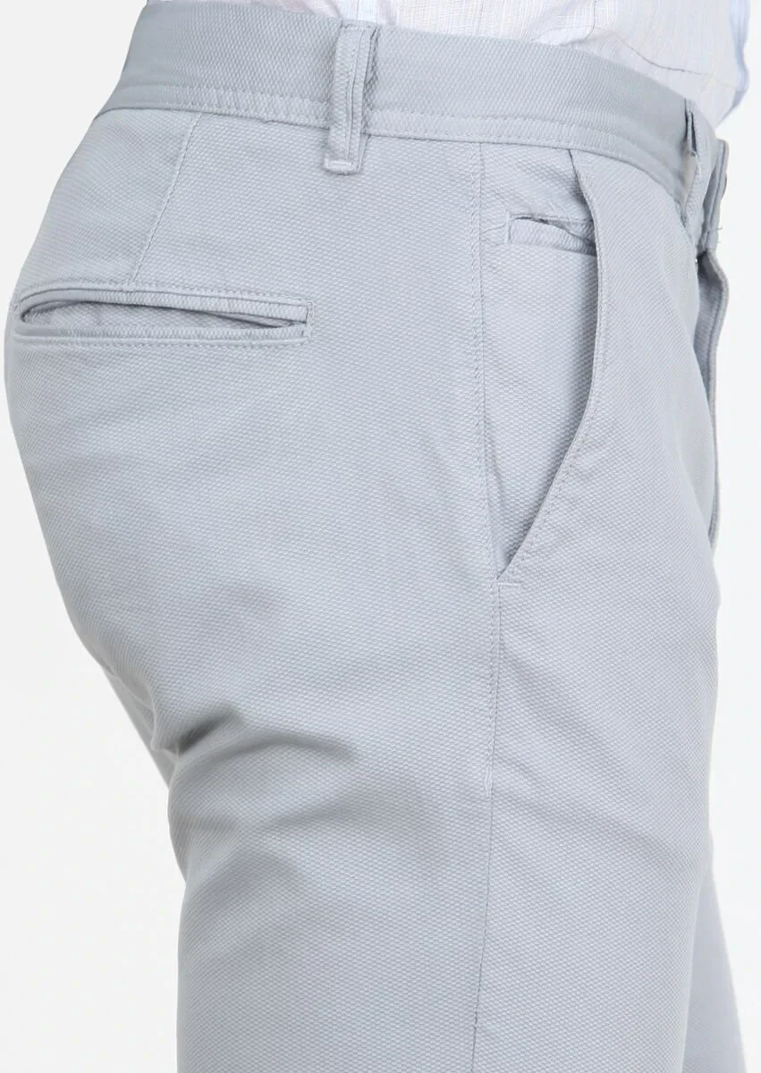 Blue Weaving Regular Fit Casual Cotton Blended Trousers - 1