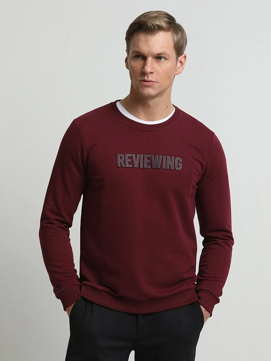 Bordo Baskılı Sweatshırt - 1
