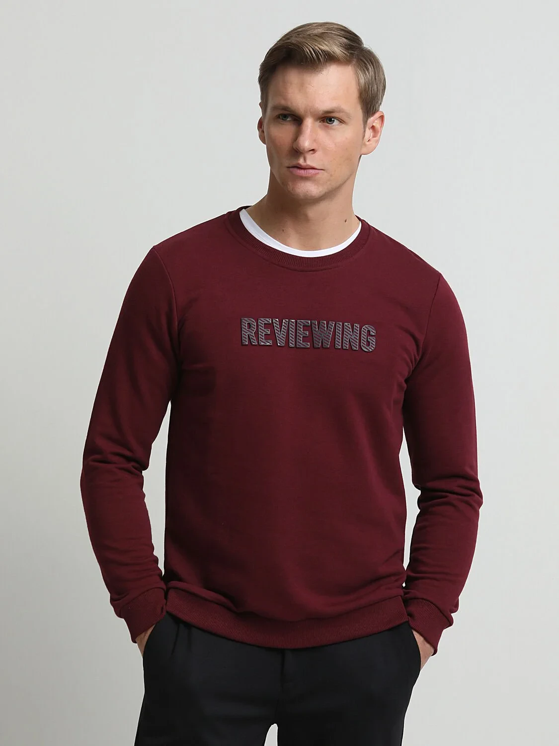 Bordo Baskılı Sweatshırt - 1