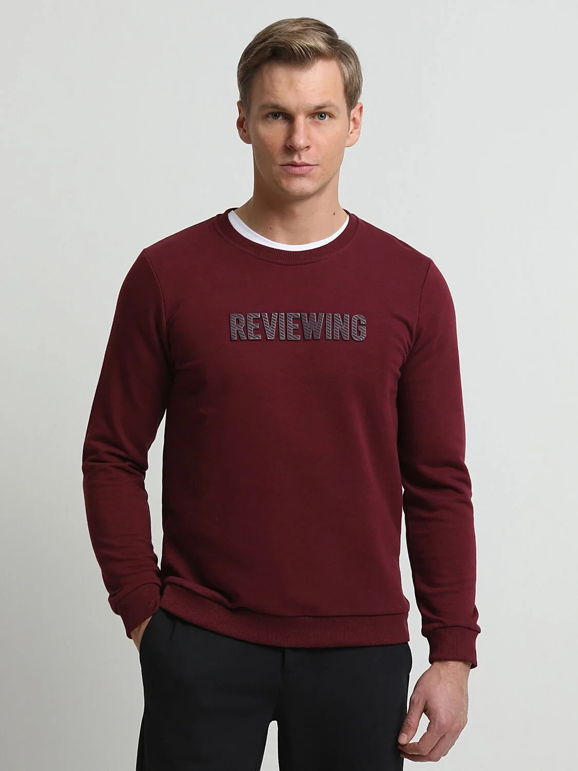 Bordo Baskılı Sweatshırt - 3