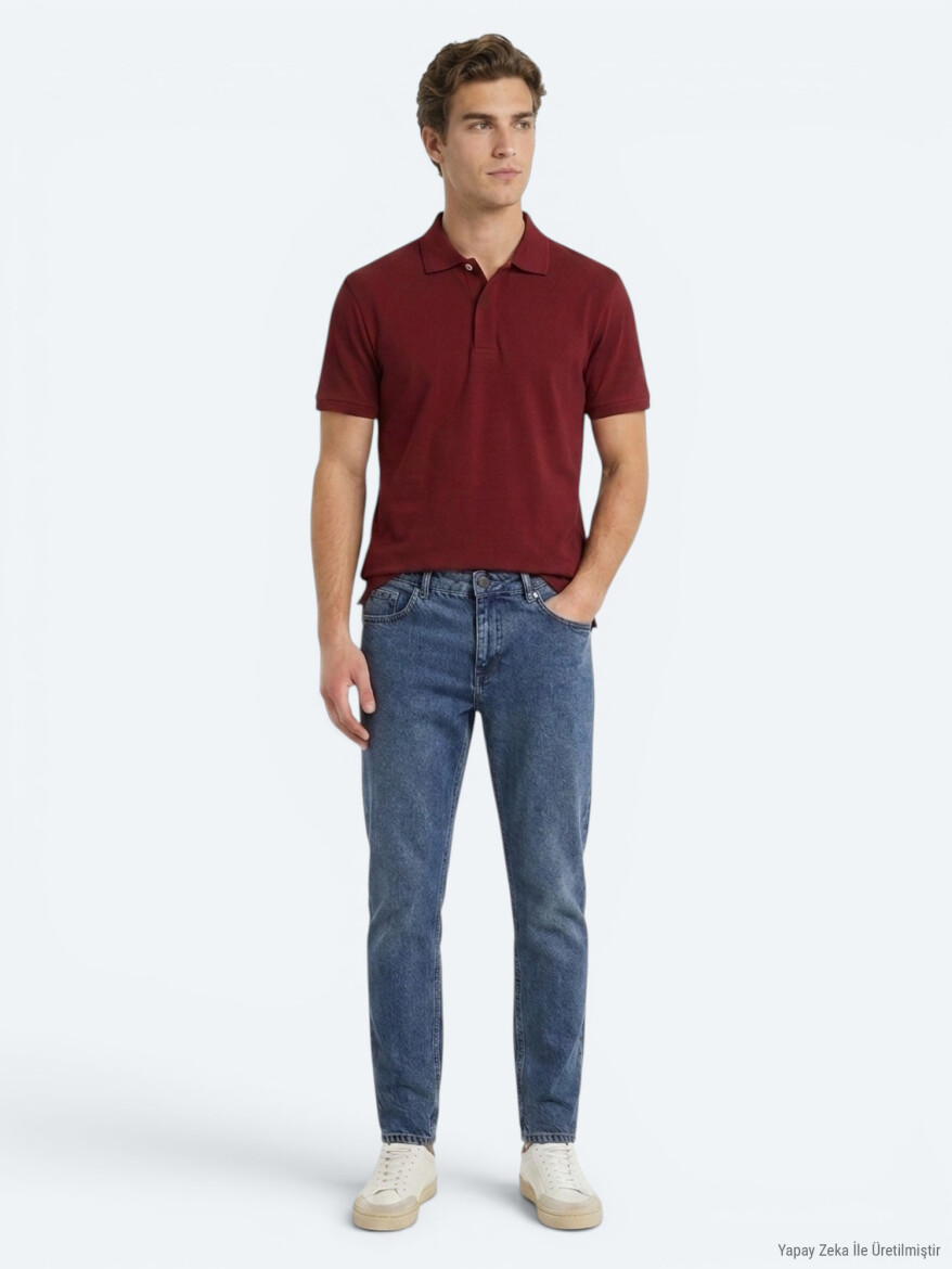 Bordo Düz %100 Pamuk T-Shirt - KİP