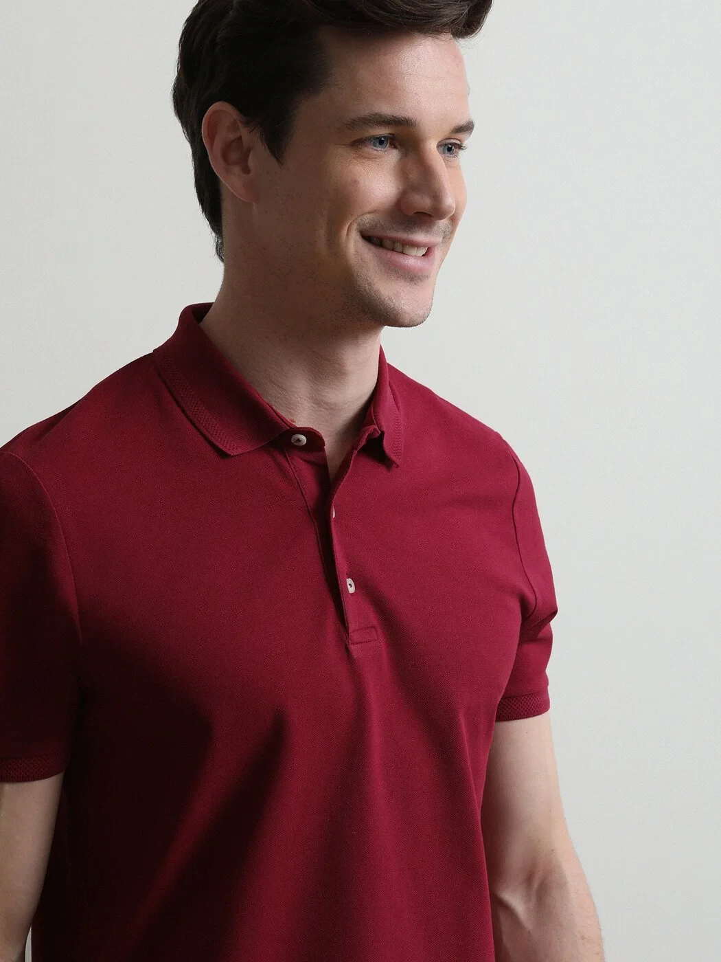 Bordo Düz Polo Yaka %100 Pamuk T-Shirt - 3