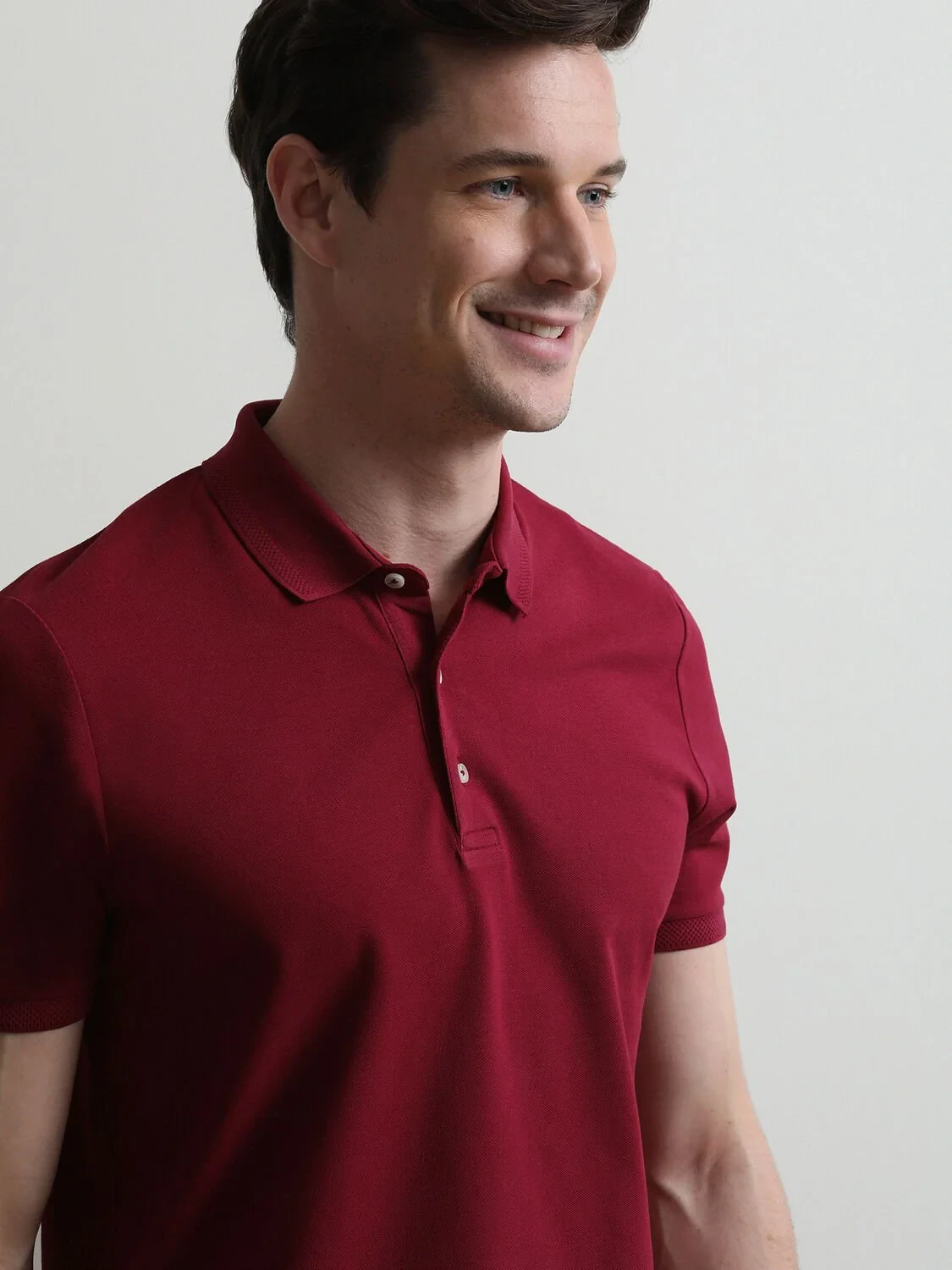 Bordo Düz Polo Yaka %100 Pamuk T-Shirt - 3