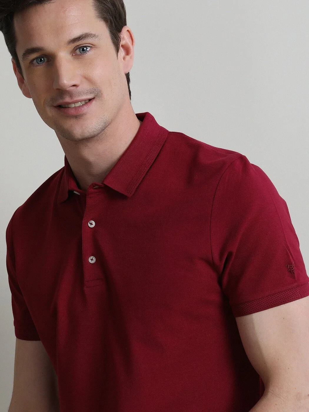 Bordo Düz Polo Yaka %100 Pamuk T-Shirt - 4