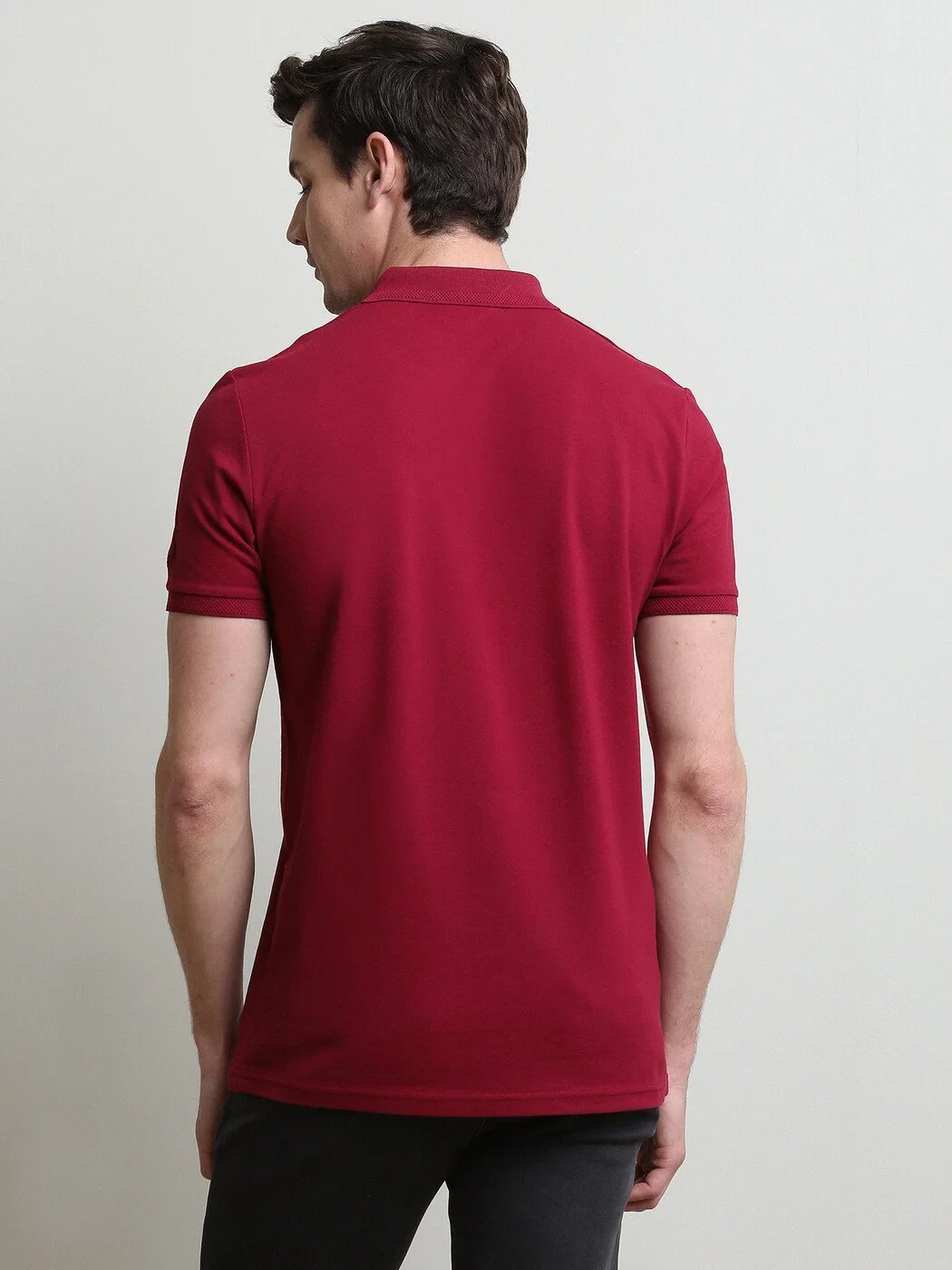 Bordo Düz Polo Yaka %100 Pamuk T-Shirt - 5