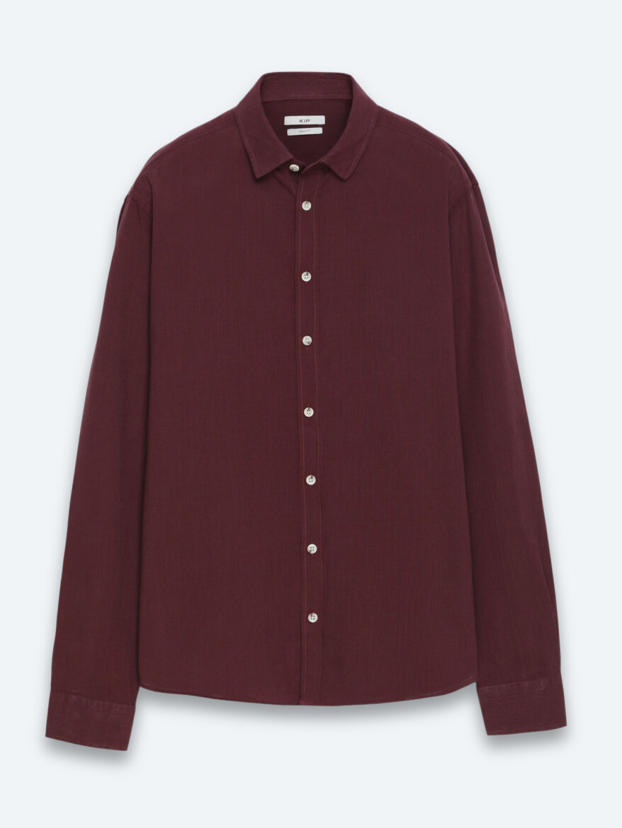 Bordo Düz Regular Fit Uzun Dokuma Casual %100 Pamuk Gömlek - 6