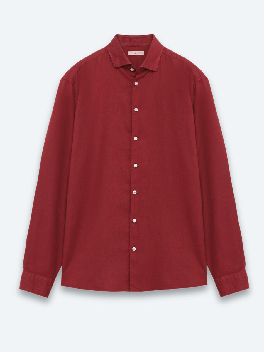 Bordo Düz Regular Fit Uzun Dokuma Casual Pamuk Karışımlı Gömlek - 6