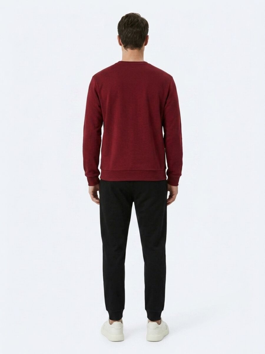 Bordo Düz Sweatshırt - 5