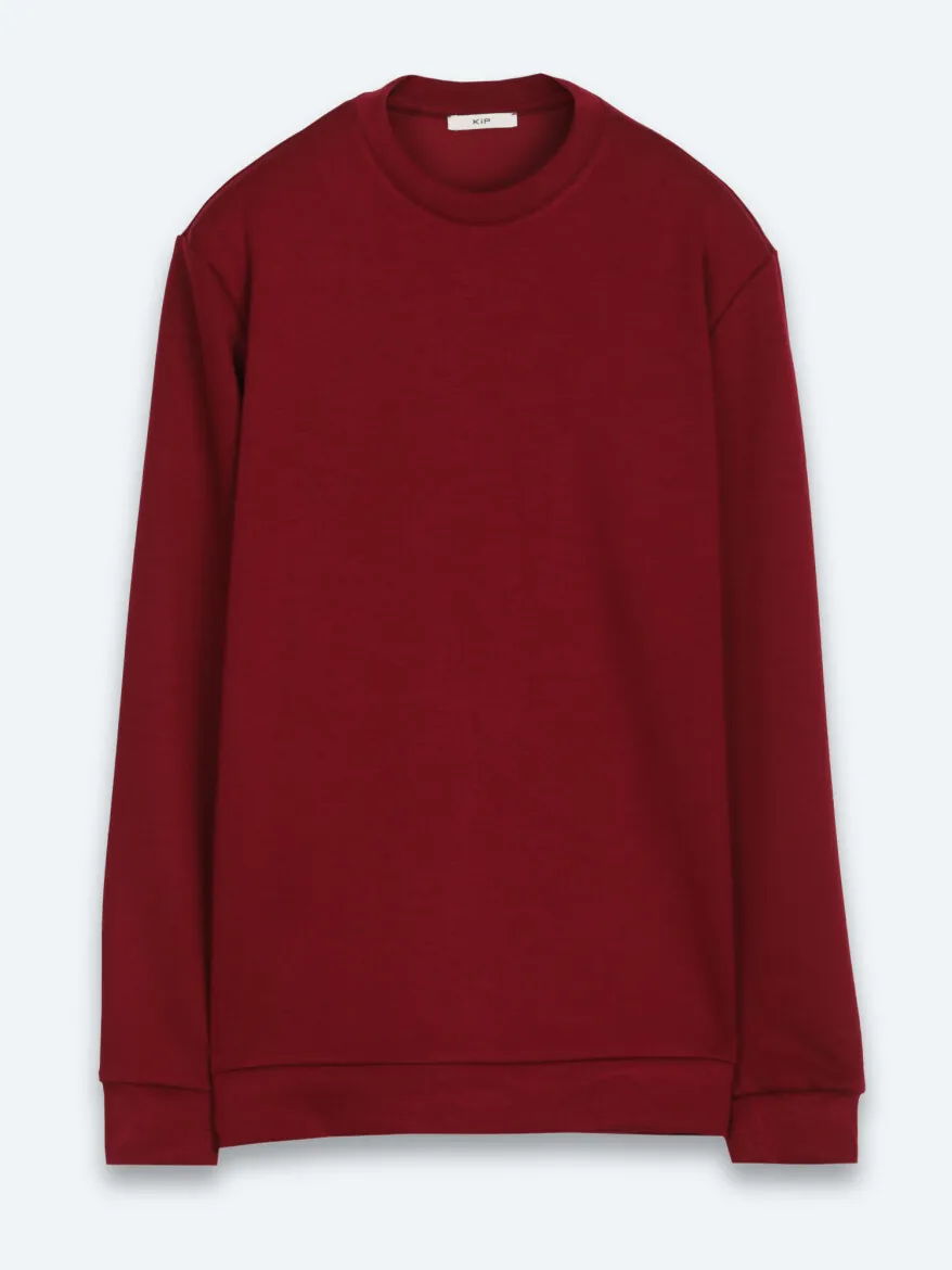 Bordo Düz Sweatshırt - 6