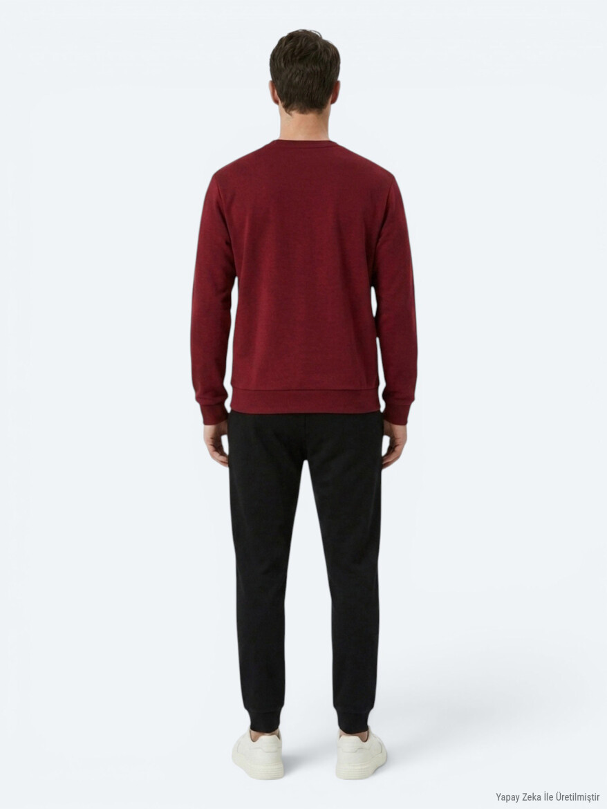 Bordo Düz Sweatshırt - 5