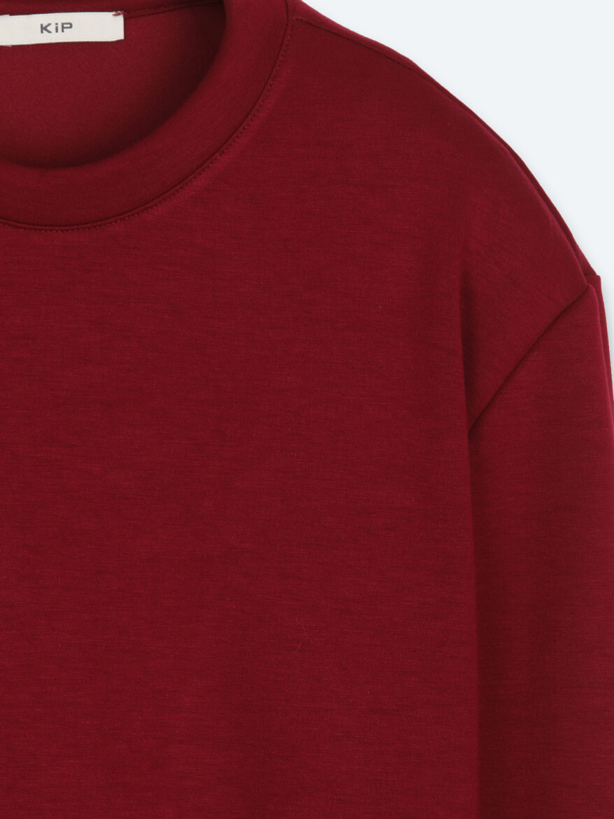 Bordo Düz Sweatshırt - 7