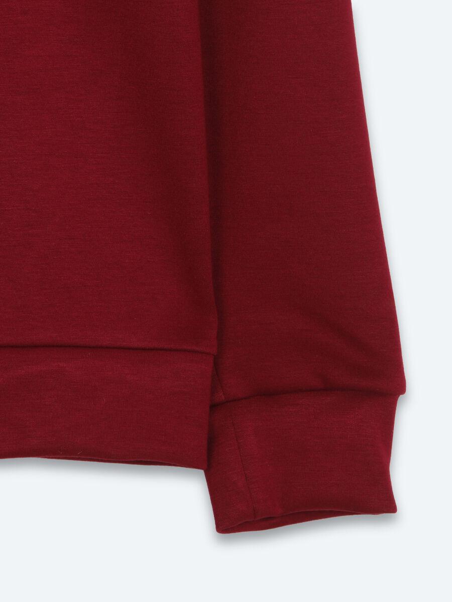 Bordo Düz Sweatshırt - 9