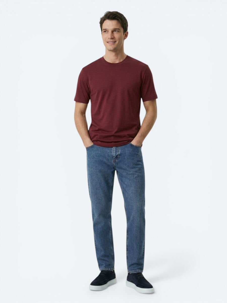 Bordo Düz T-Shirt - 3