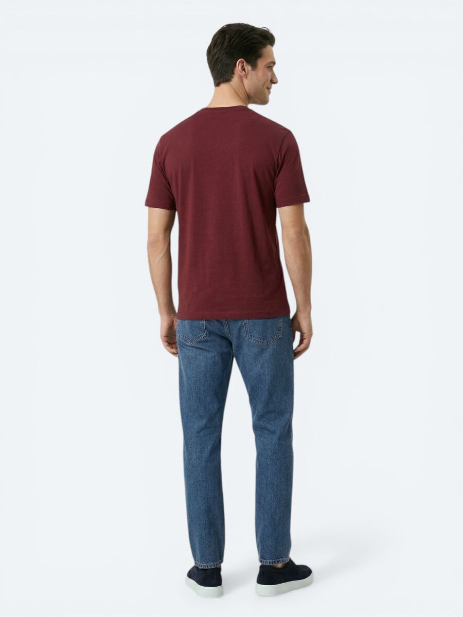 Bordo Düz T-Shirt - 5