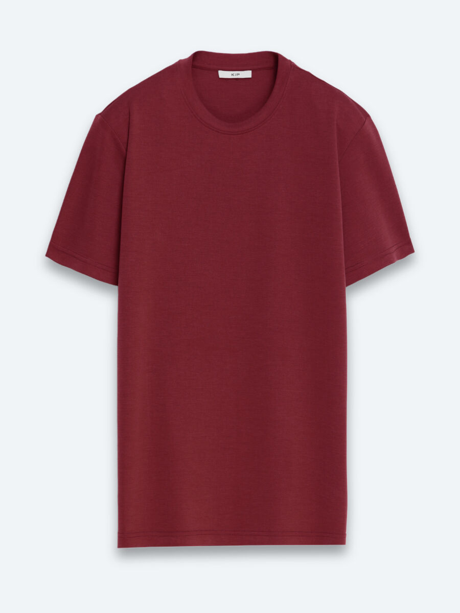Bordo Düz T-Shirt - 6