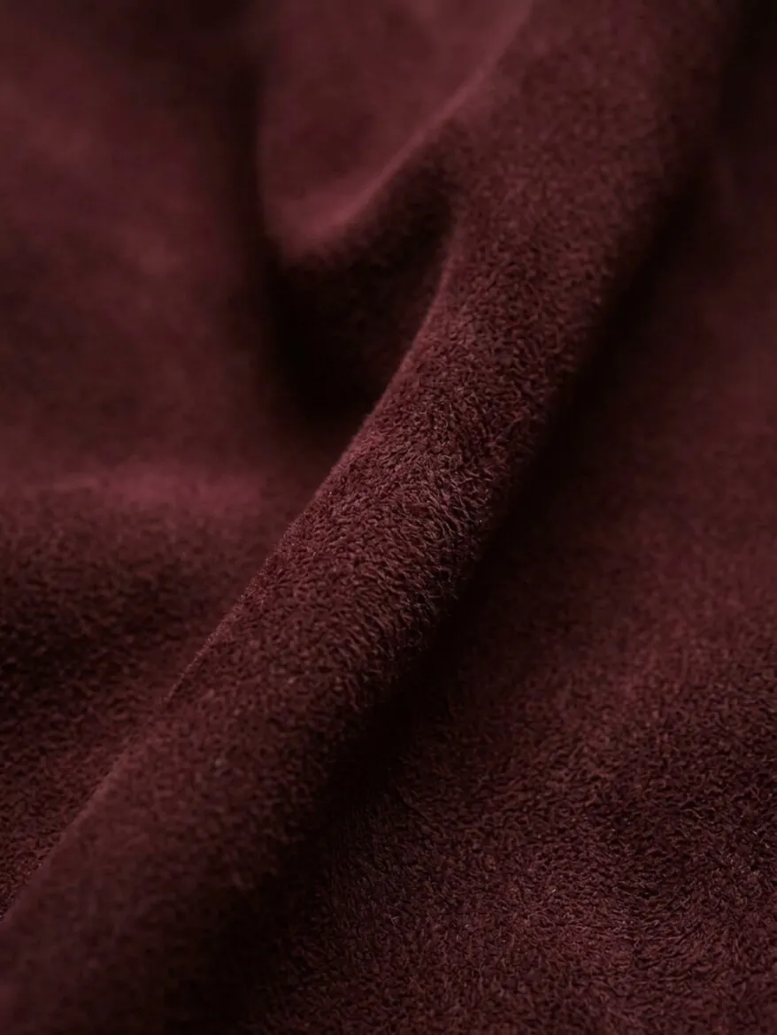 Bordo Regular Fit Dik Yaka Casual Süet Deri Mont - 9