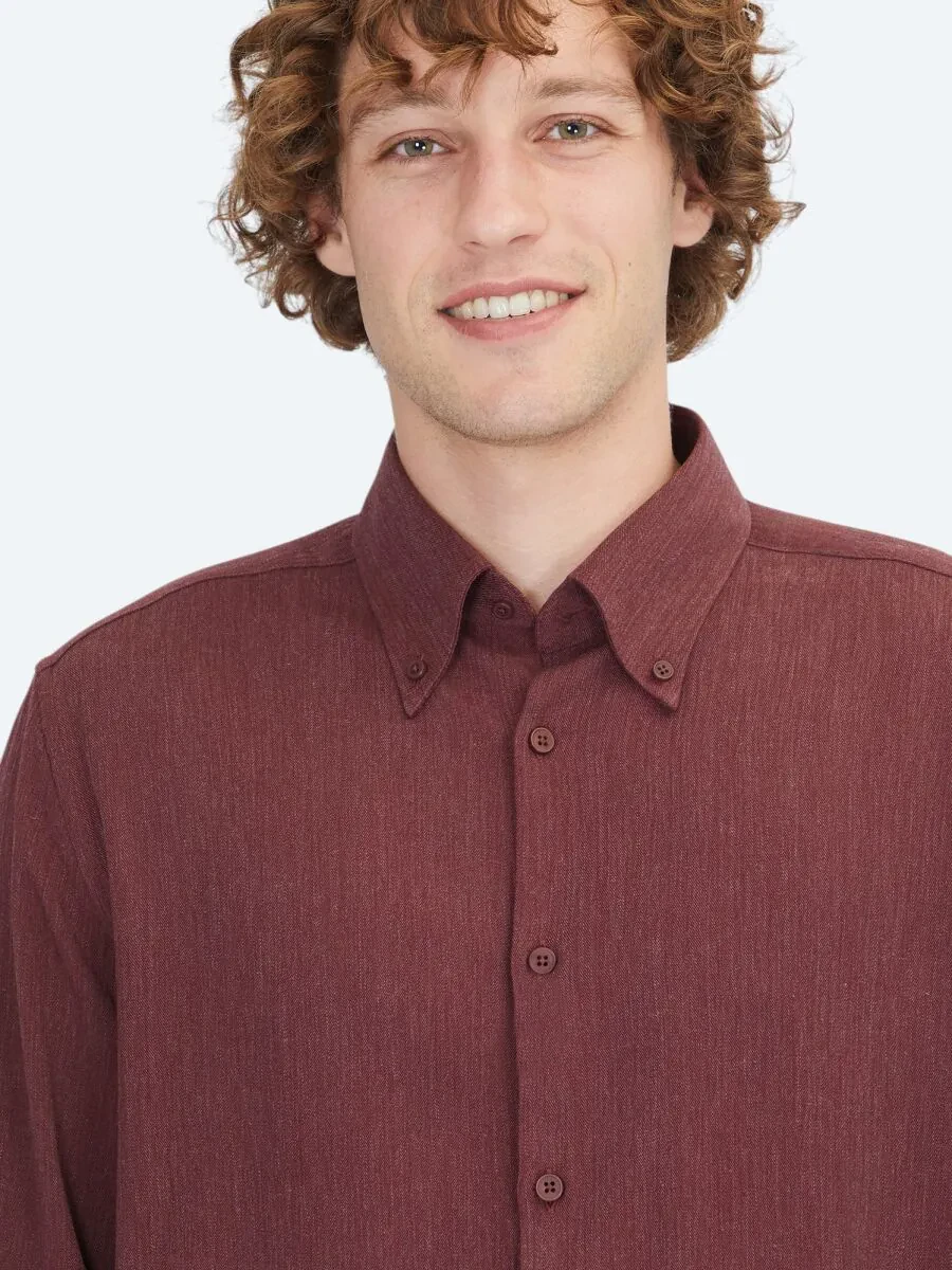 Bordo Regular Fit Dokuma Casual Gömlek - 3