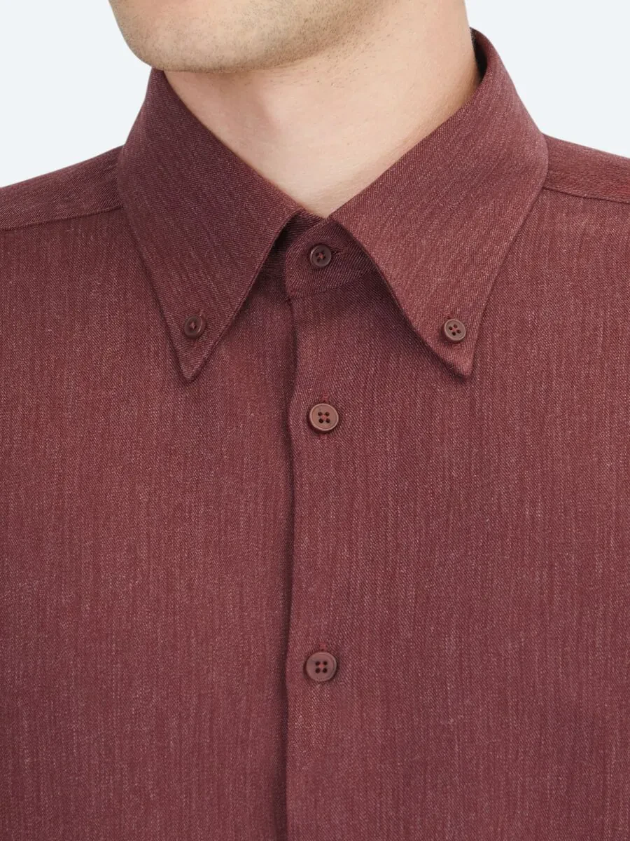 Bordo Regular Fit Dokuma Casual Gömlek - 4