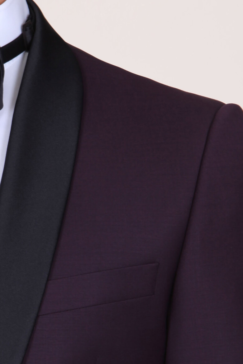 Bordo Smokin Takım Elbise - 4