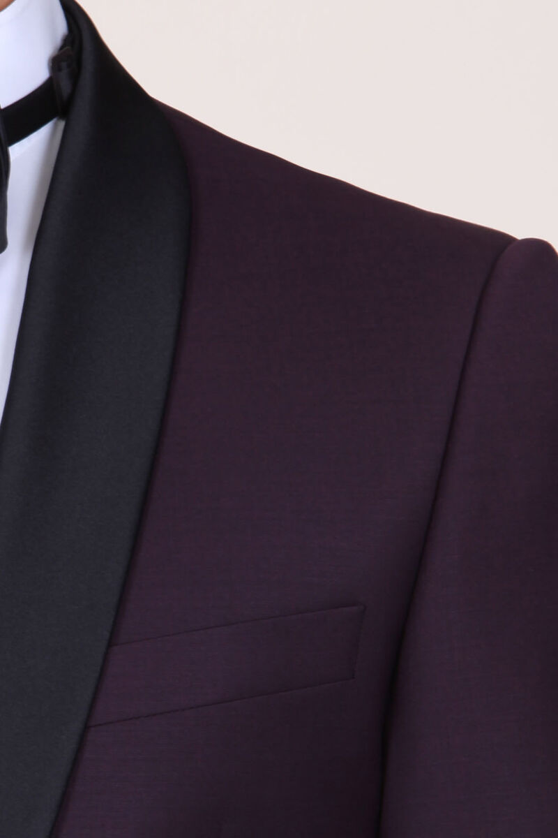Bordo Smokin Takım Elbise - 4