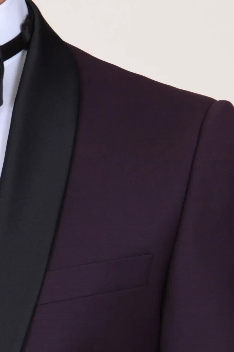 Bordo Smokin Takım Elbise - 4