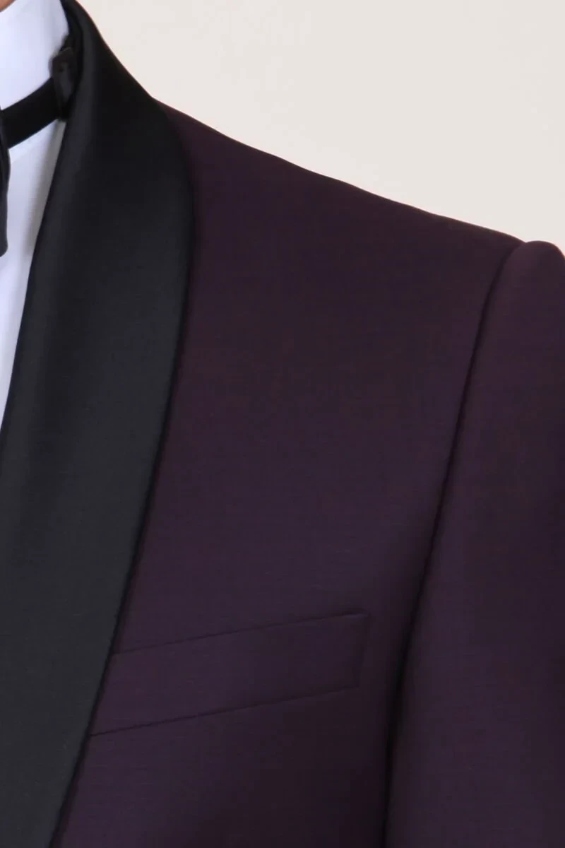 Bordo Smokin Takım Elbise - 4