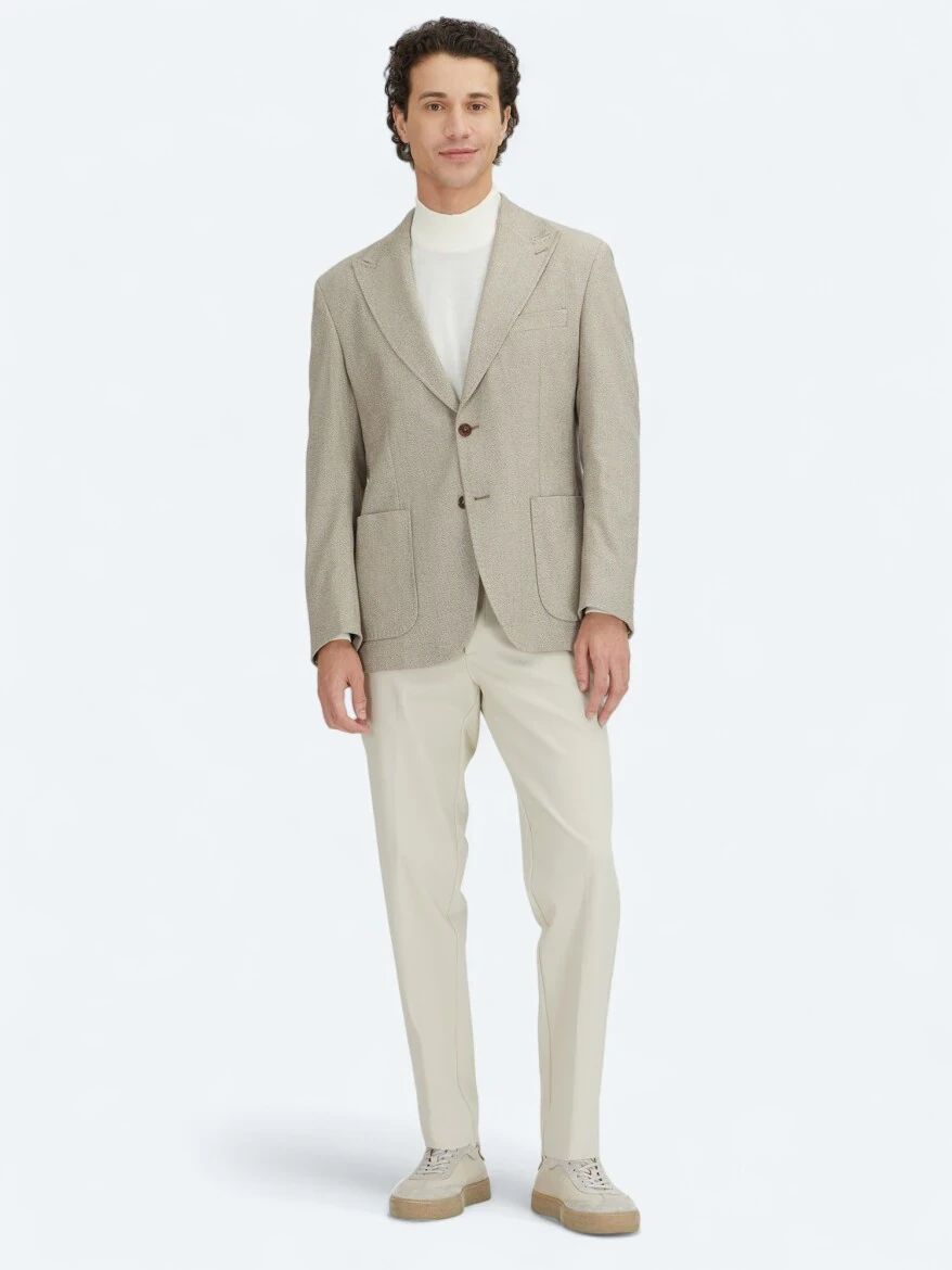 Brown Checkered Modern Fit Jacket - KİP