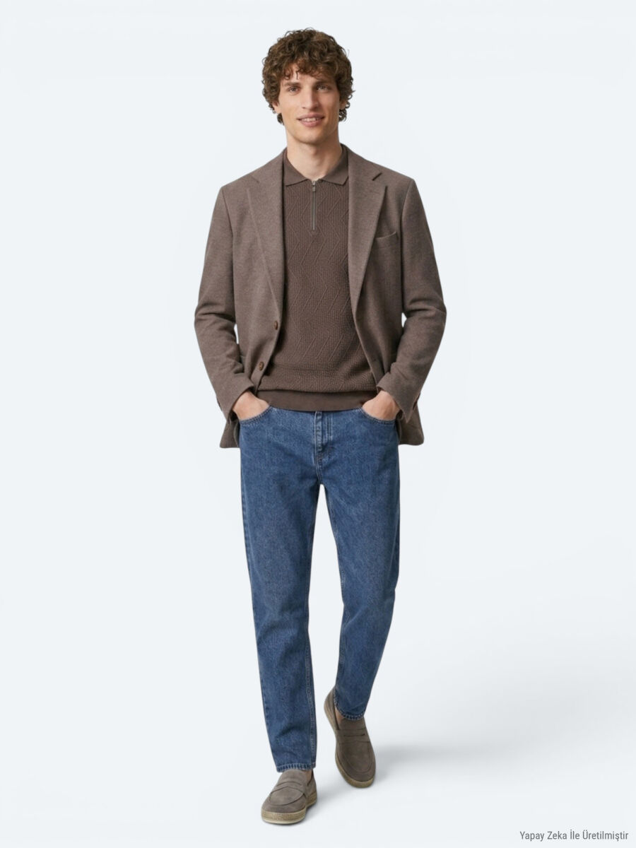 Brown Checkered Modern Fit Wool Blended Jacket - 4