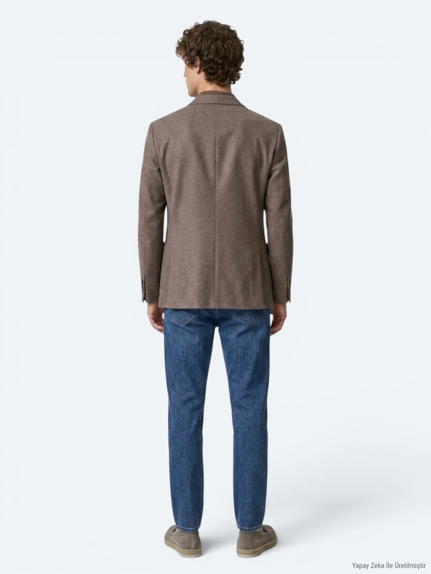 Brown Checkered Modern Fit Wool Blended Jacket - 5