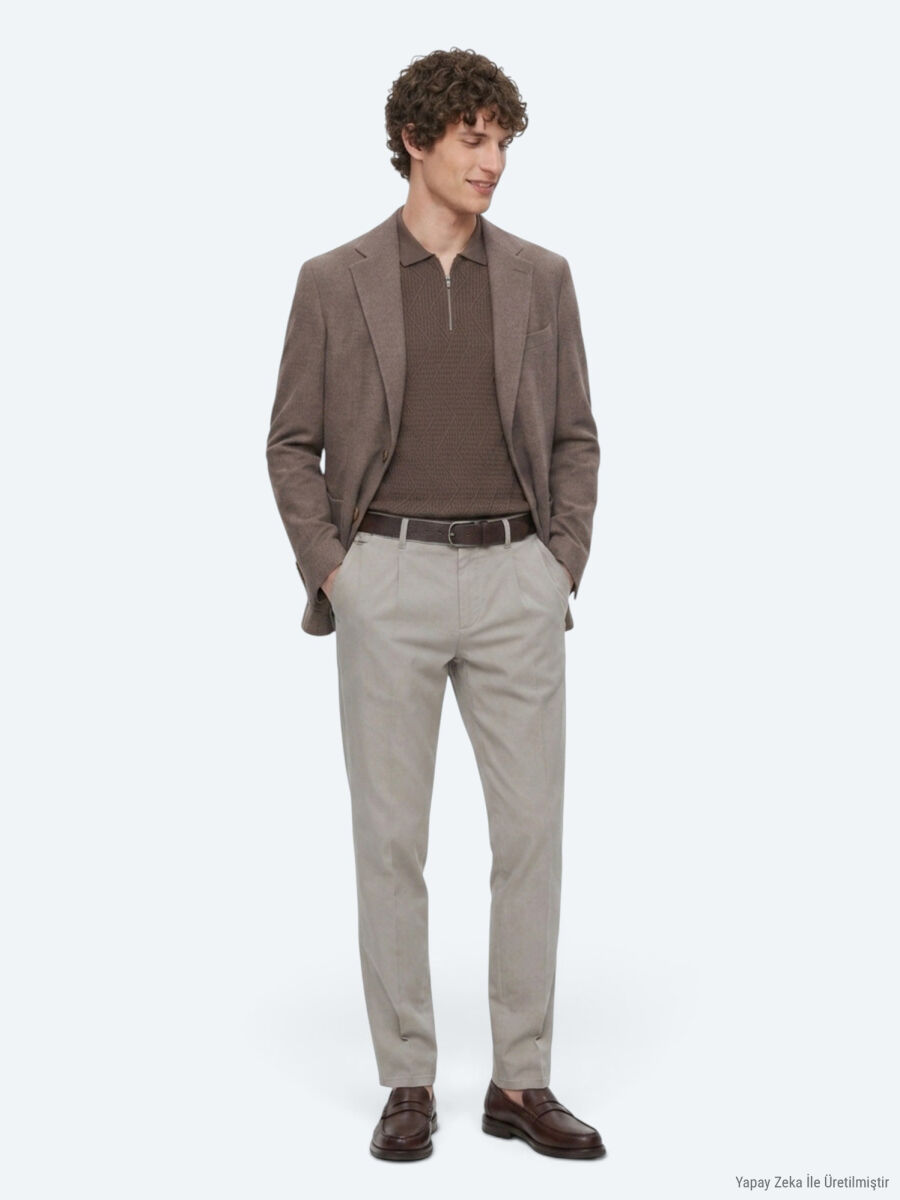 Brown Checkered Modern Fit Wool Blended Jacket - 3