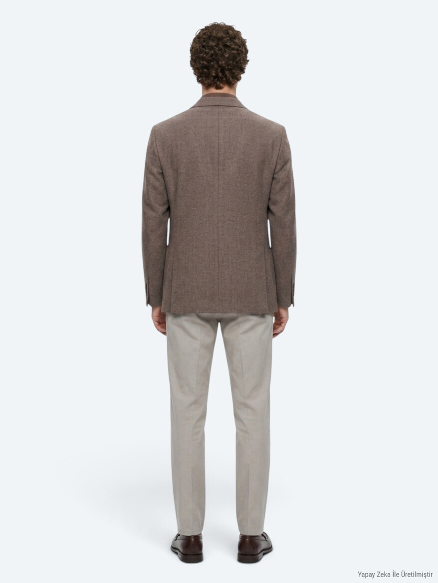Brown Checkered Modern Fit Wool Blended Jacket - 10