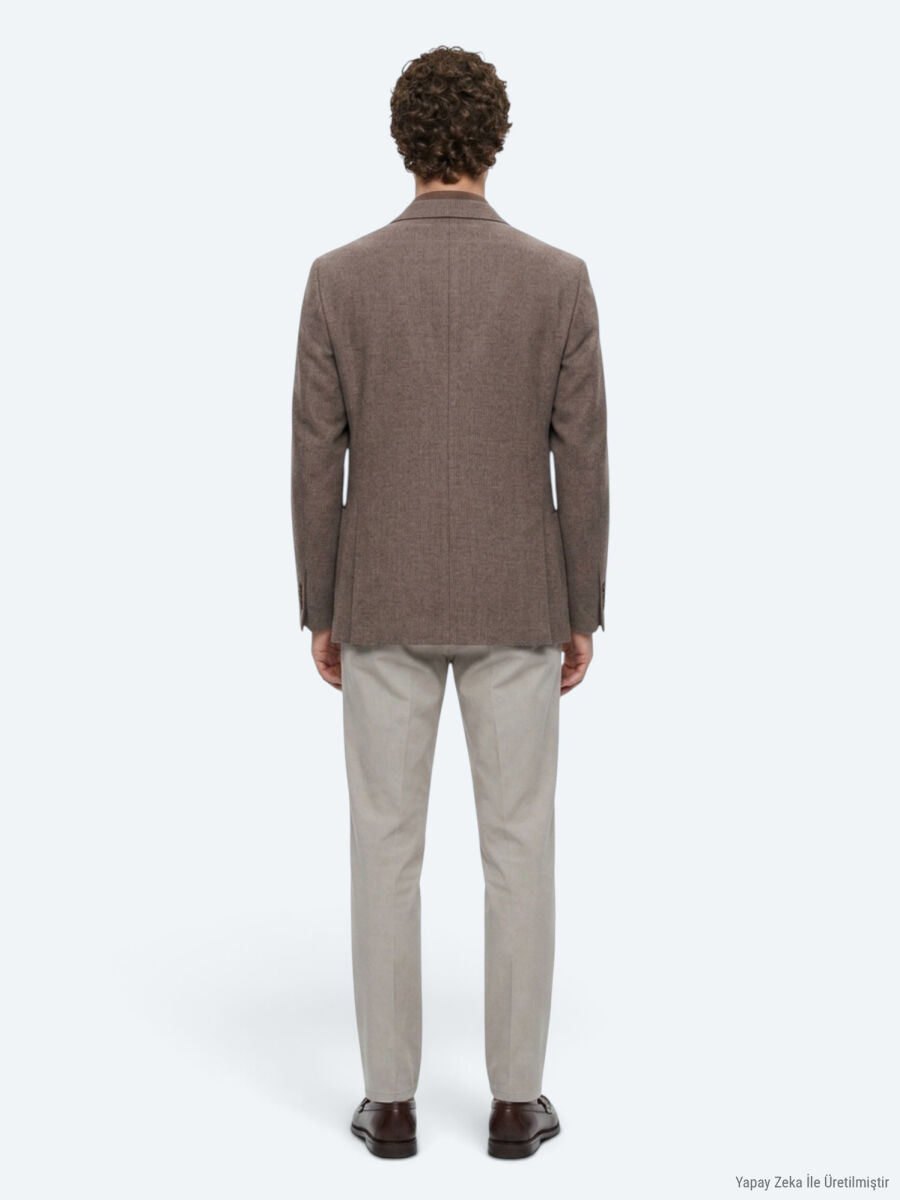 Brown Checkered Modern Fit Wool Blended Jacket - 10