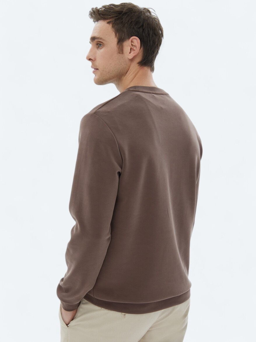 Brown Crew Neck Printed Sweatshirt - 5