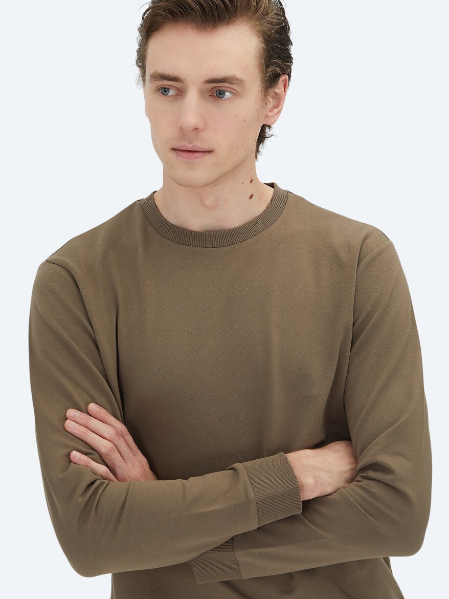 Brown Crew Neck Sweatshirt - 3