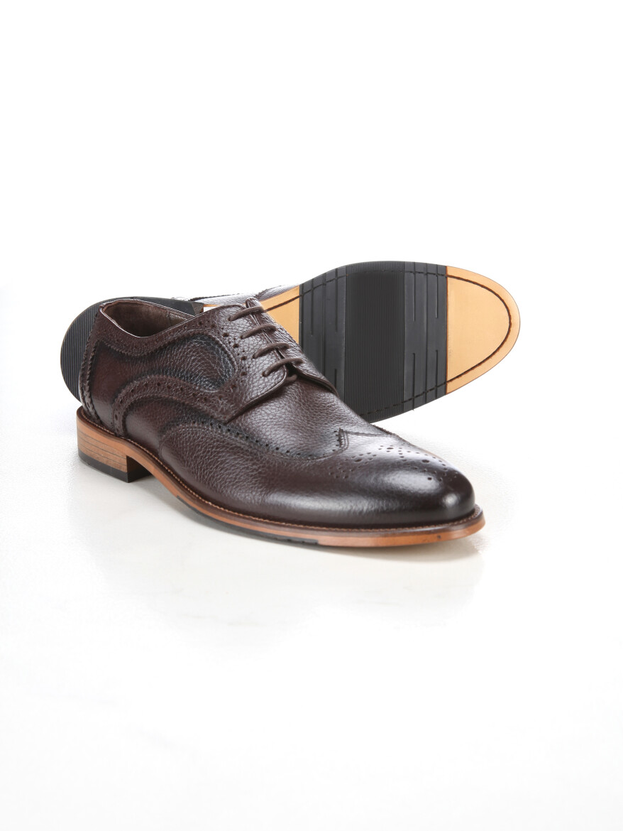 Brown Leather Classical Shoes - 3