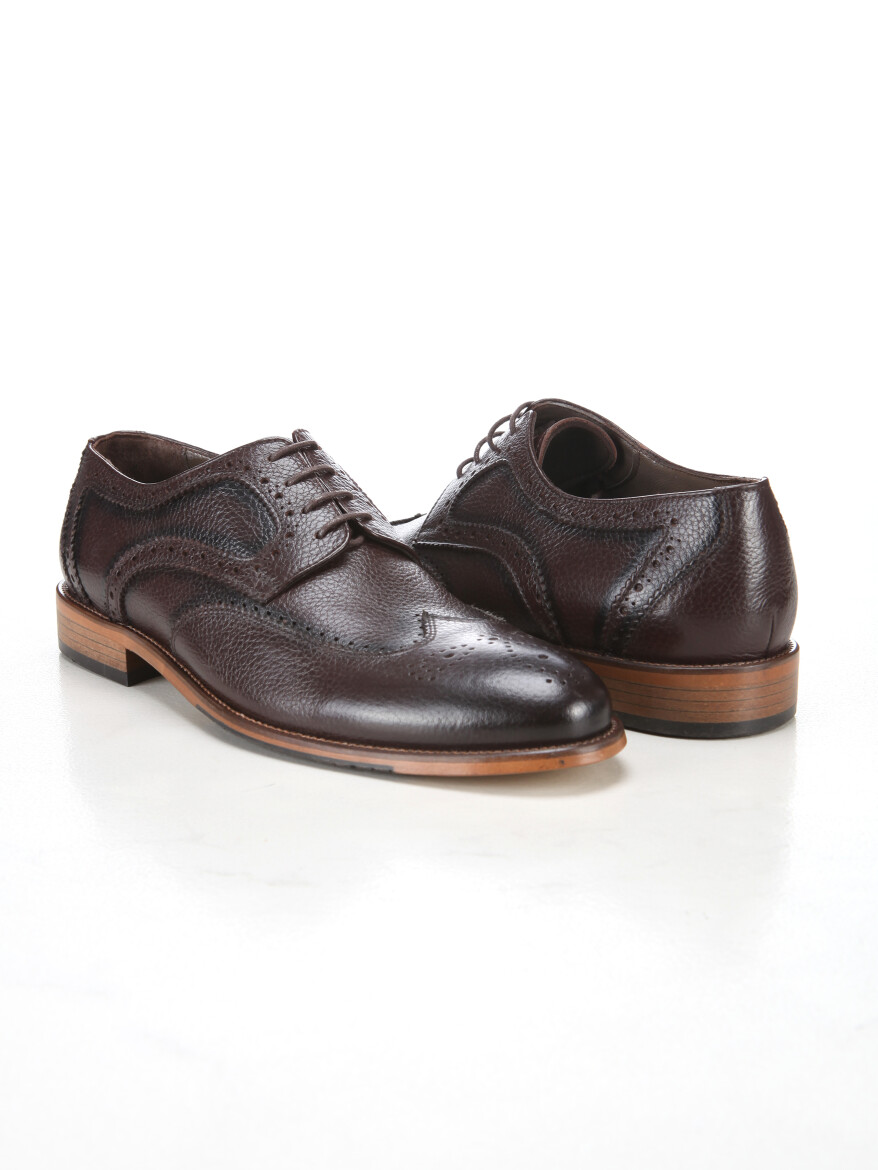 Brown Leather Classical Shoes - 4
