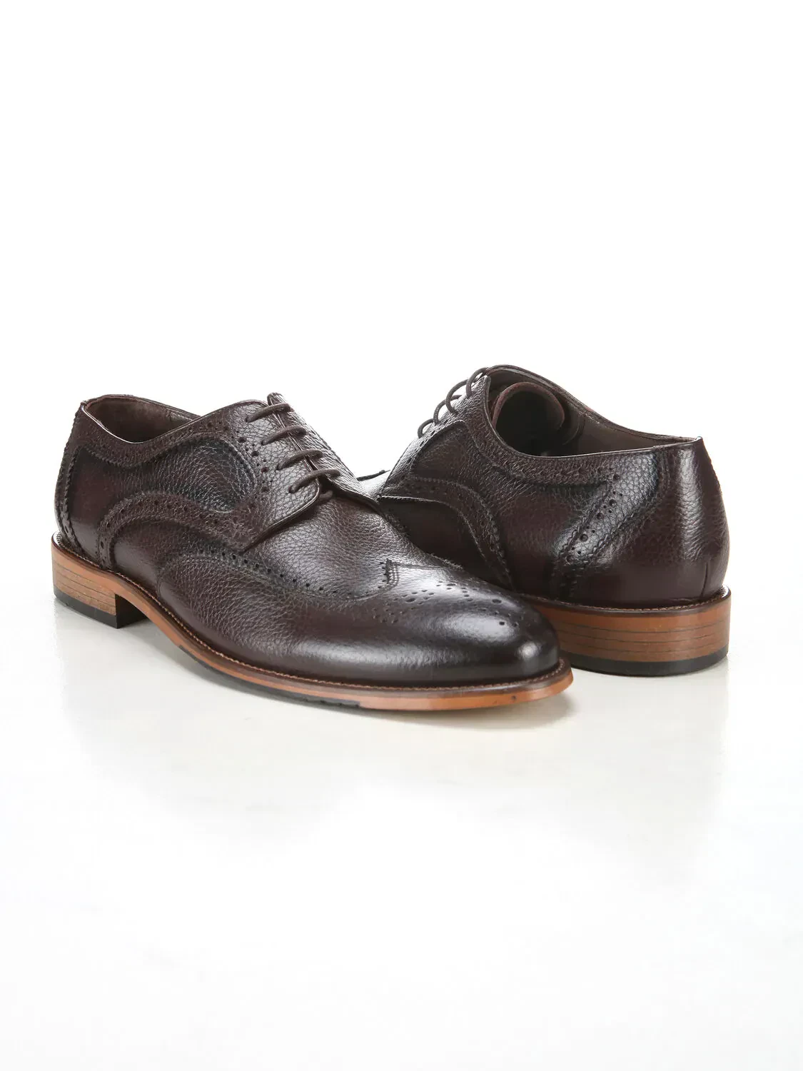 Brown Leather Classical Shoes - 4