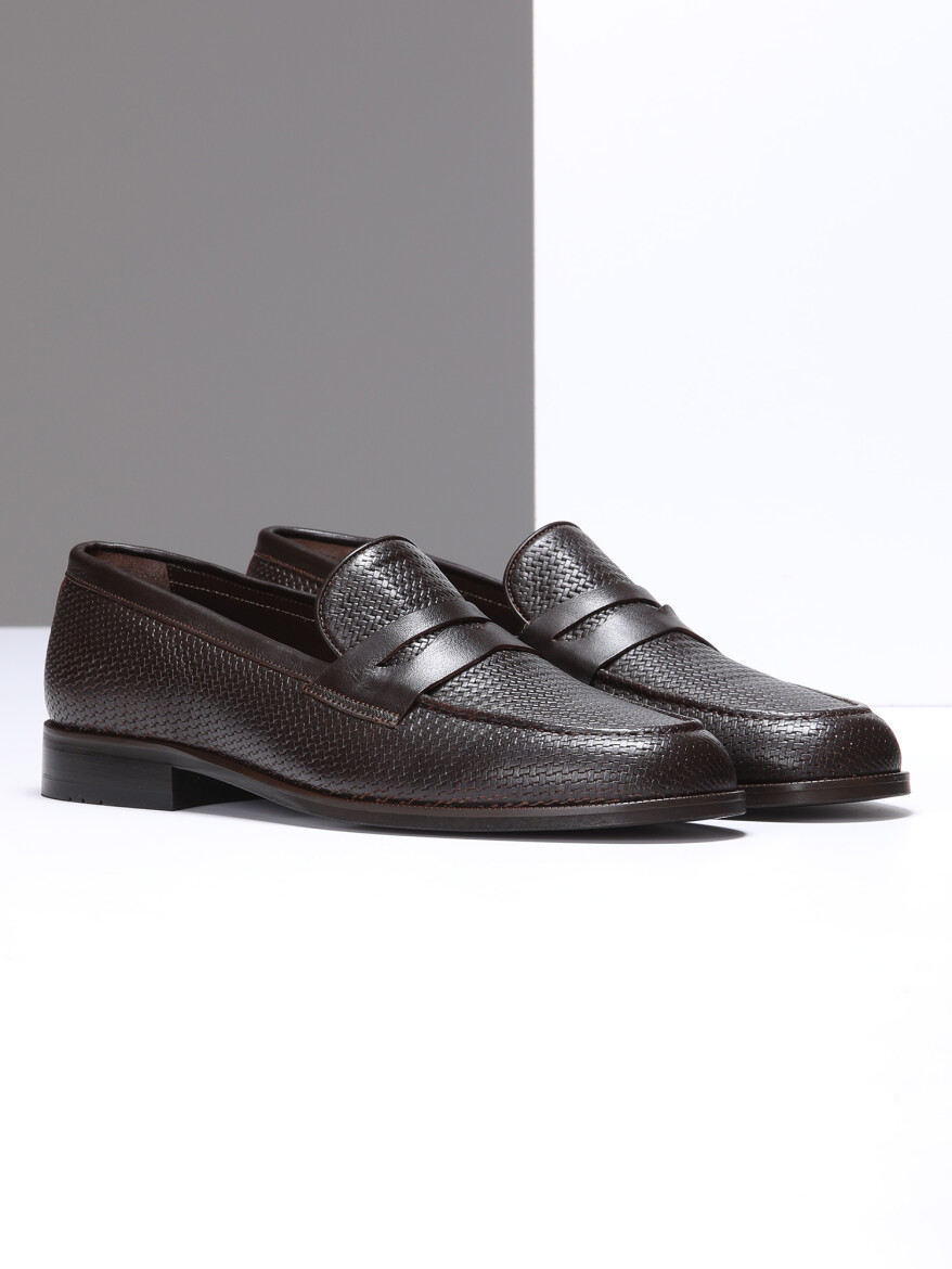 Brown Leather Classical Shoes - 2