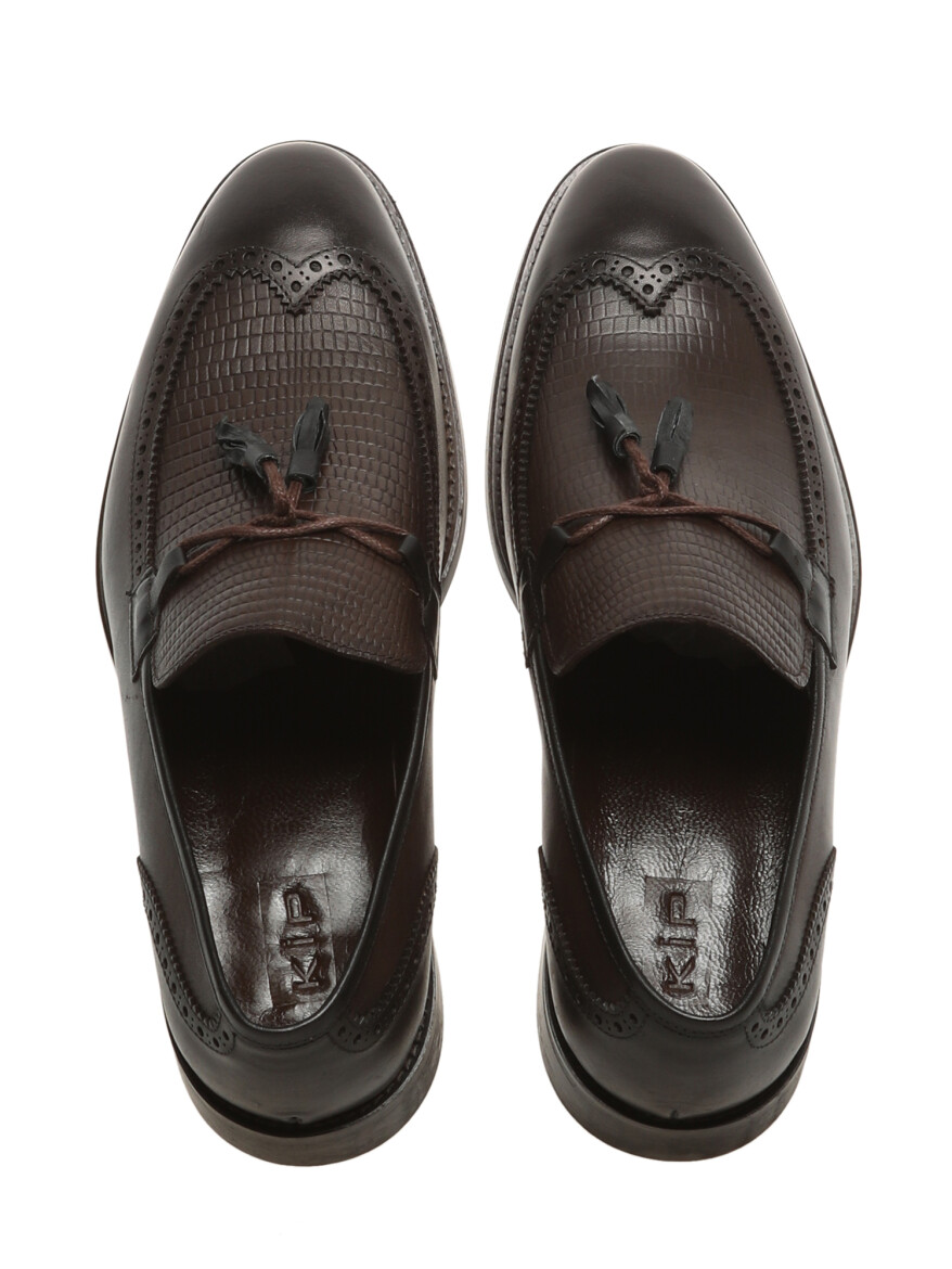 Brown Leather Classical Shoes - 5