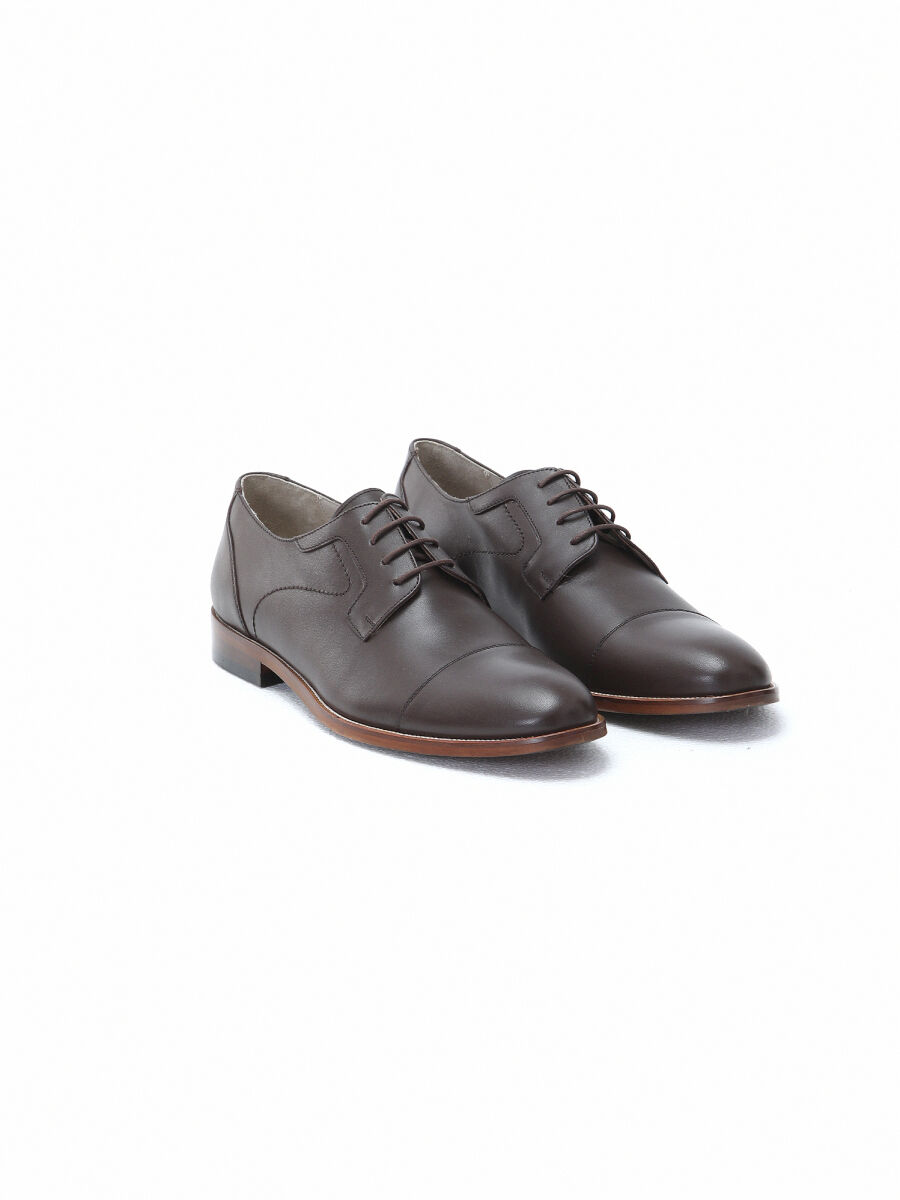 Brown Leather Classical Shoes - 2