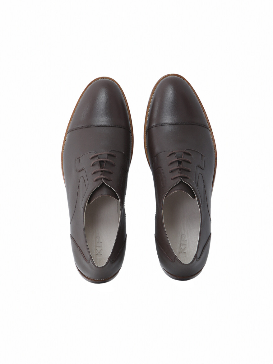 Brown Leather Classical Shoes - 5