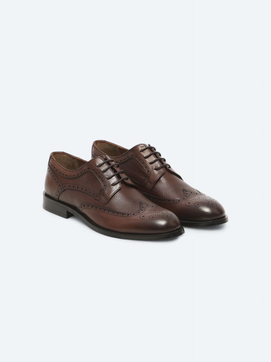 Brown Leather Classical Shoes - 2