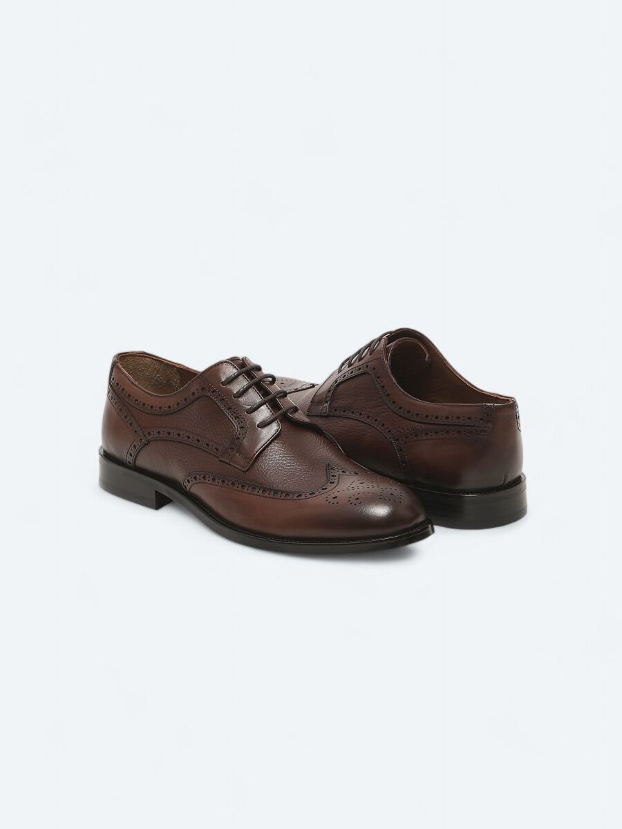 Brown Leather Classical Shoes - 3